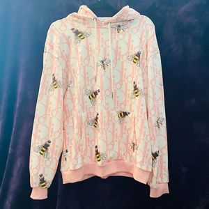 Pink and White Bee Hoodie XL (Christian Dior Boutique Paris)